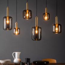 Lucide JOANET Pendelleuchte 6xE27 Rauchglas Grau modern dimmbar