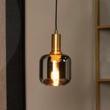 Lucide JOANET Pendelleuchte Ø16 cm E27 Rauchglas Grau Messing