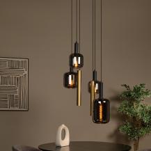 Lucide JOANET Pendelleuchte Ø65 cm 4xE27 Messing Rauchglas