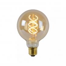 Lucide G95 LED Glühfadenlampe Ø9,5cm E27 4,9W 2200K Amber dimmbar