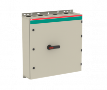 ABB OT250KLRR6TZ Sicherheitsschalter im Stahlblechgehäuse 6-polig 132 kW 400 V mit schwarzem Griff, IP65 Einführung oben und unten