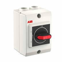 ABB OTP16B3M Lasttrennschalter im Gehäuse 3-polig 16A 690 V mit schwarzem Griff Kunststoffgehäuse IP65 Einführung oben und unten