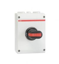 ABB OTP25T6M Sicherheitsschalter im Kunststoffgehäuse 6-polig 15 kW 400 V mit schwarzem Griff, IP65 Einführung oben und unten