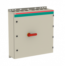ABB OT250KLRR6AZ Sicherheitsschalter im Stahlblechgehäuse 6-polig 132 kW 400 V mit rot-gelbem Griff, IP65 Einführung oben und unten