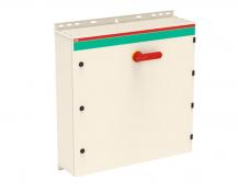 ABB OT400DAUR6AZ Sicherheitsschalter im Stahlblechgehäuse 6-polig 220 kW 400 V mit rot-gelbem Griff, IP65 Einführung unten