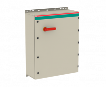 ABB OT630KAUC6AZ Sicherheitsschalter im Stahlblechgehäuse 6-polig 315 kW 400 V mit rot-gelbem Griff, IP65 Einführung unten