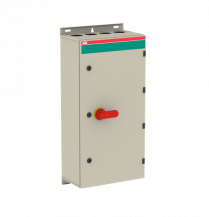 ABB OT400DLRR4AZ Sicherheitsschalter im Stahlblechgehäuse 4-polig 220 kW 400 V mit rot-gelbem Griff, IP65 Einführung oben und unten