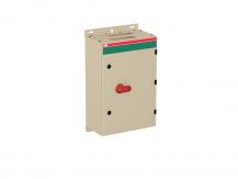 ABB OT200KLCC4AZ Sicherheitsschalter im Stahlblechgehäuse 4-polig 110 kW 400 V mit rot-gelbem Griff, IP65 Einführung oben und unten