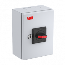 ABB OT16ETMM6TE EMV-Sicherheitsschalter im Stahlblechgehäuse 6-polig 7,5 kW 400 V mit schwarzem Griff, IP65 Einführung oben und unten