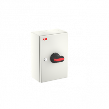 ABB OT36ETMM6TE EMV-Sicherheitsschalter im Stahlblechgehäuse 6-polig 22 kW 400 V mit schwarzem Griff, IP65 Einführung oben und unten