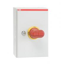ABB OT63ETMM3AE EMV-Sicherheitsschalter im Stahlblechgehäuse 3-polig 30 kW 400 V mit rot-gelbem Grif, IP65 Einführung oben und unten