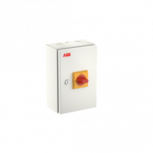 ABB OT16ETMM6AE EMV-Sicherheitsschalter im Stahlblechgehäuse 6-polig 7,5 kW 400 V mit rot-gelbem Grif, IP65 Einführung oben und unten
