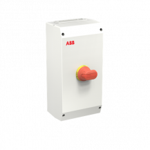 ABB OTP90A6M Sicherheitsschalter im Kunststoffgehäuse 6-polig 45 kW 400 V mit rot-gelbem Grif, IP65 Einführung oben und unten