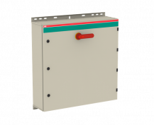 ABB OT800EAUC3AZ Sicherheitsschalter im Stahlblechgehäuse 3-polig 400 kW 400 V mit rot-gelbem Griff, IP65 Einführung unten