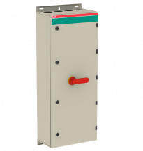 ABB OT800ELRR3AZ Sicherheitsschalter im Stahlblechgehäuse 3-polig 400 kW 400 V mit rot-gelbem Griff, IP65 Einführung oben und unten