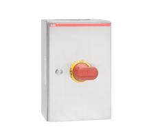 ABB OTR36A6B Sicherheitsschalter im Edelstahlgehäuse 6-polig 22 kW 400 V mit rot-gelbem Griff IP65 Einführung oben und unten