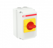 ABB OTDCP32SA22MD DC-Lasttrennschalter 4-polig 32A mit rot gelbem Selektorgriff 2x1000/2x660 V DC Kunstoffgehäuse IP65
