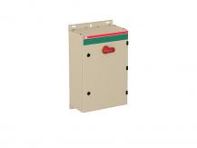 ABB OT160EVAUC3AZ Sicherheitsschalter im Stahlblechgehäuse 3-polig 80 kW 400 V mit rot-gelbem Griff, IP65 Einführung unten