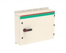 ABB OT160EVAUR6TZ Sicherheitsschalter im Stahlblechgehäuse 6-polig 80 kW 400 V mit schwarzem Griff, IP65 Einführung unten