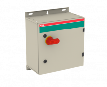 ABB OT125GAUC3AZ Sicherheitsschalter im Stahlblechgehäuse 3-polig 55 kW 400 V mit rot-gelbem Griff, IP65 Einführung unten