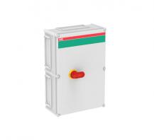 ABB OT160EVFCC4A Sicherheitsschalter im Kunststoffgehäuse 4-polig 80 kW 400 V mit rot-gelbem Grif, IP65 Einführung oben und unten