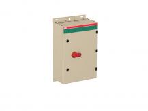 ABB OT160EVLRR3AZ Sicherheitsschalter im Stahlblechgehäuse 3-polig 80 kW 400 V mit rot-gelbem Griff, IP65 Einführung oben und unten