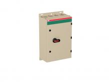 ABB OT160EVTRR3TZ EMV-Sicherheitsschalter im Stahlblechgehäuse 3-polig 80 kW 400 V mit schwarzem Griff, IP65 Einführung oben und unten