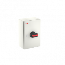 ABB OTL100GB4M Wartungsschalter, 4-polig 415V AC23 100A, 55kW, mit schwarzem Griff Stahlblechgehäuse IP65 Einführung oben und unten