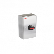 ABB OTR80GB3M Wartungsschalter, 3-polig 415V AC23 80A, 45kW, mit schwarzem Griff Edelstahlgehäuse IP65 Einführung oben und unten