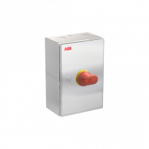 ABB OTR80GBA3M Wartungsschalter, 3-polig 415V AC23 80A, 45kW, mit rot-gelbem Griff Edelstahlgehäuse IP65 Einführung oben und unten