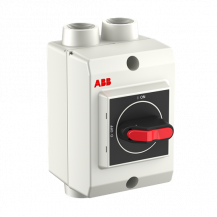 ABB OTP16GB3M25Q Wartungsschalter, 3-polig 415V AC23A 16A, 7,5kW mit schwarzem Griff Federzugklemmen, Kunststoffgehäuse IP65 Einführung oben und unten