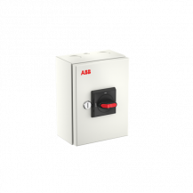 ABB OTL40GB4M Wartungsschalter, 4-polig 415V AC23A 40A, 18,5kW mit schwarzem Griff Stahlblechgehäuse IP65 Einführung oben und unten