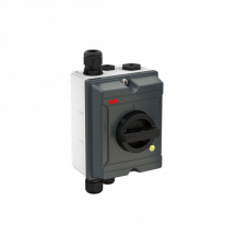 ABB OTA16GS4BX ATEX EMV Wartungsschalter, 4-polig 415V AC23A 16A, 7,5kW mit schwarzem Griff Aluminiumgehäuse IP65 Einführung oben und unten