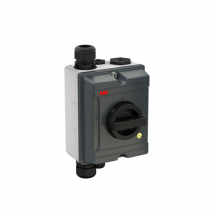 ABB OTA40GS4BX ATEX EMV Wartungsschalter, 4-polig 415V AC23A 40A, 18,5kW mit schwarzem Griff Aluminiumgehäuse IP65 Einführung oben und unten