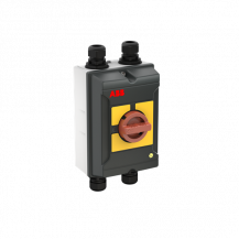 ABB OTA40GS6YX ATEX EMV Wartungsschalter, 6-polig 415V AC23A 40A, 18,5kW mit rot-gelbem Griff Aluminiumgehäuse IP65 Einführung oben und unten
