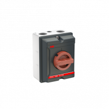 ABB OKA40GS4RF2 F200 EMV Wartungsschalter, 4-polig 415V AC23A 40A, 18,5kW m. rotem Griff Feuerbeständig F200 AluminiumgehäuseGrau IP65 Einführung Oben/unten