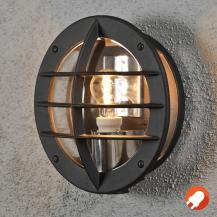 Design Gitterlampe Oden Wandleuchte Konstsmide 516-752 schwarz mit integrierter Steckdose