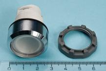 ABB MP1-31C Leuchtdrucktaster, schwarz, flach-tastend, Frontring, Metall verchromt beleuchtbar, transparent