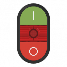 ABB MPD2-11R Doppeldrucktaster, Tasten - oben grün: Symbol I - unten flach: rot Symbol O - Mitte: rot, beleuchtbar