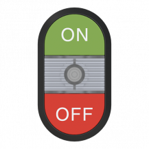 ABB MPD3-11C Doppeldrucktaster, Tasten - oben grün: Symbol ON - unten flach: rot OFF - Mitte: farblos