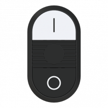 ABB MPD6-11B Doppeldrucktaster, Tasten - oben weiss: Symbol I - unten flach schwarz: Symbol O - Mitte: schwarz, nicht beleuchtbar