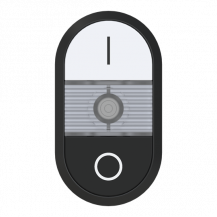 ABB MPD6-11C Doppeldrucktaster, Tasten - oben weiss: Symbol I - unten flach schwarz: Symbol O - Mitte: farblos, beleuchtbar