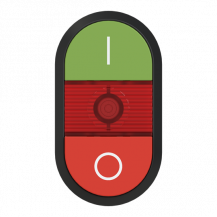ABB MPD13-11R Doppeldrucktaster, Tasten - oben grün: Symbol I - unten hoch rot: Symbol O - Mitte : rot, beleuchtbar
