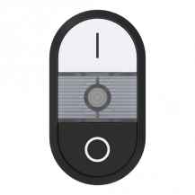 ABB MPD17-11C Doppeldrucktaster, Tasten - oben weiss: Symbol I - unten hoch schwarz: Symbol O - Mitte: farblos, beleuchtbar