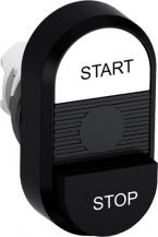 ABB MPD19-11B Doppeldrucktaster, Tasten - oben weiss: START - unten hoch schwarz: STOP - Mitte: schwarz, beleuchtbar