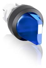 ABB M3SS2-11L Leuchtwahlschalter, blau, beidseitiger Rückzug nach B rastend, Frontring Kunststoff schwarz, beleuchtbar, kurzer Drehgriff