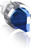 ABB M3SS2-21L Leuchtwahlschalter, blau, beidseitiger Rückzug nach B rastend, Frontring Kunststoff verchromt, beleuchtbar, kurzer Drehgriff