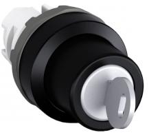 ABB M2SSK3-103 Schlüsselwahlschalter 2 Positionen, tastend, Entrieg. mit Code 73, Ronis 3433-E Rück. C-B, Schlüsselabzug in, Pos. B, Frontring Kunststoff schwarz