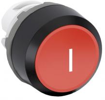 ABB MP1-7011 Drucktaster beschriftet, rot, flach-tastend, Frontring schwarz Kunststoff, weisses Symbol mit -I-, nicht beleuchtbar