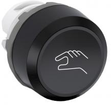 ABB MP1-7106 Drucktaster, schwarz, bedruckt, flach-tastend, Frontring schwarz Kunststoff, Hand-Symbol in weiss, nicht beleuchtbar